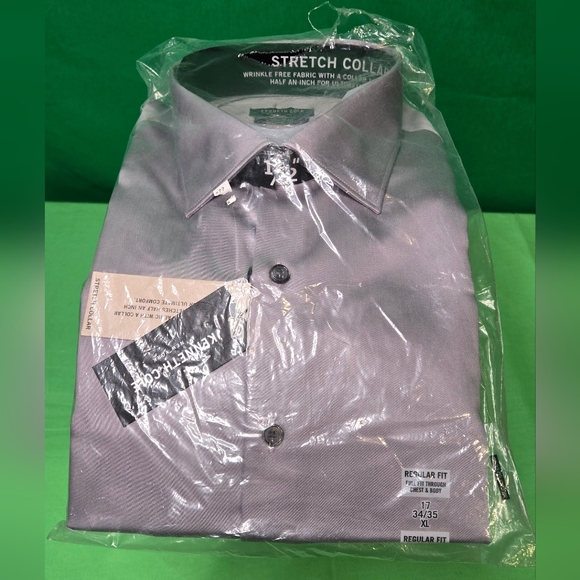 Kenneth Cole Regular Fit Button Down Dress Shirt, Gray - 17 34/35 - NEW - Picture 1 of 4